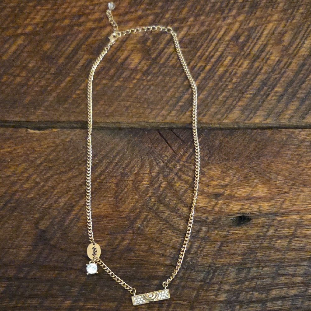 Juicy Couture Gold Pave Crystal Bar Necklace